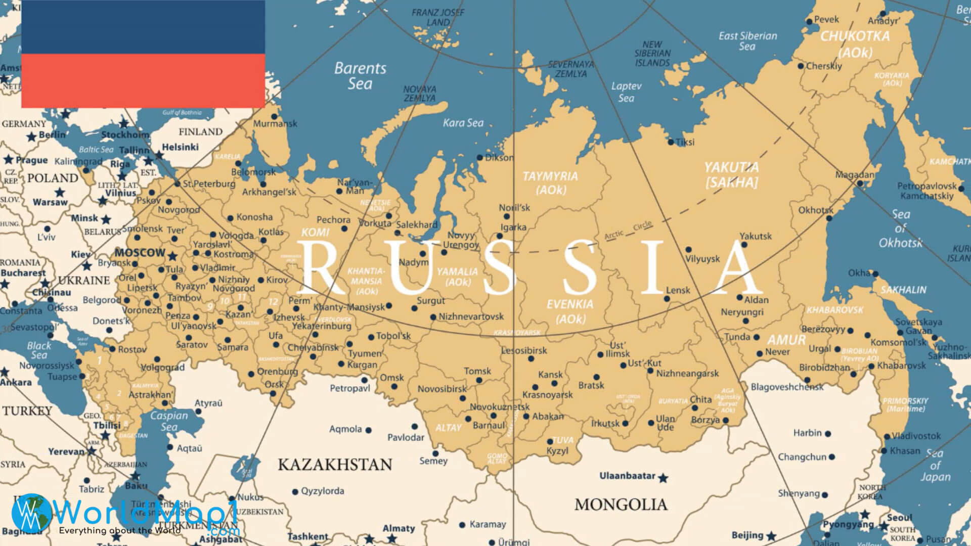 Carte de la Russie et de l'Asie de l'Est